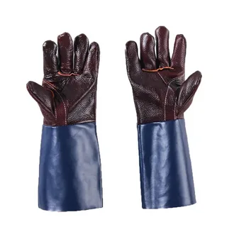Bulk Order Leather Welding Gloves Wholesale - Sialkot Exporter Heat Resistant Gauntlet Gloves Manufacturer Pakistan