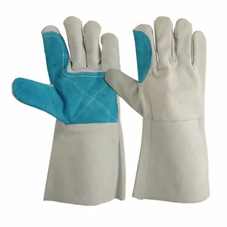 Bulk Order Leather Welding Gloves Wholesale - Sialkot Exporter Heat Resistant Gauntlet Gloves Manufacturer Pakistan