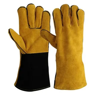 Bulk Order Leather Welding Gloves Wholesale - Sialkot Exporter Heat Resistant Gauntlet Gloves Manufacturer Pakistan